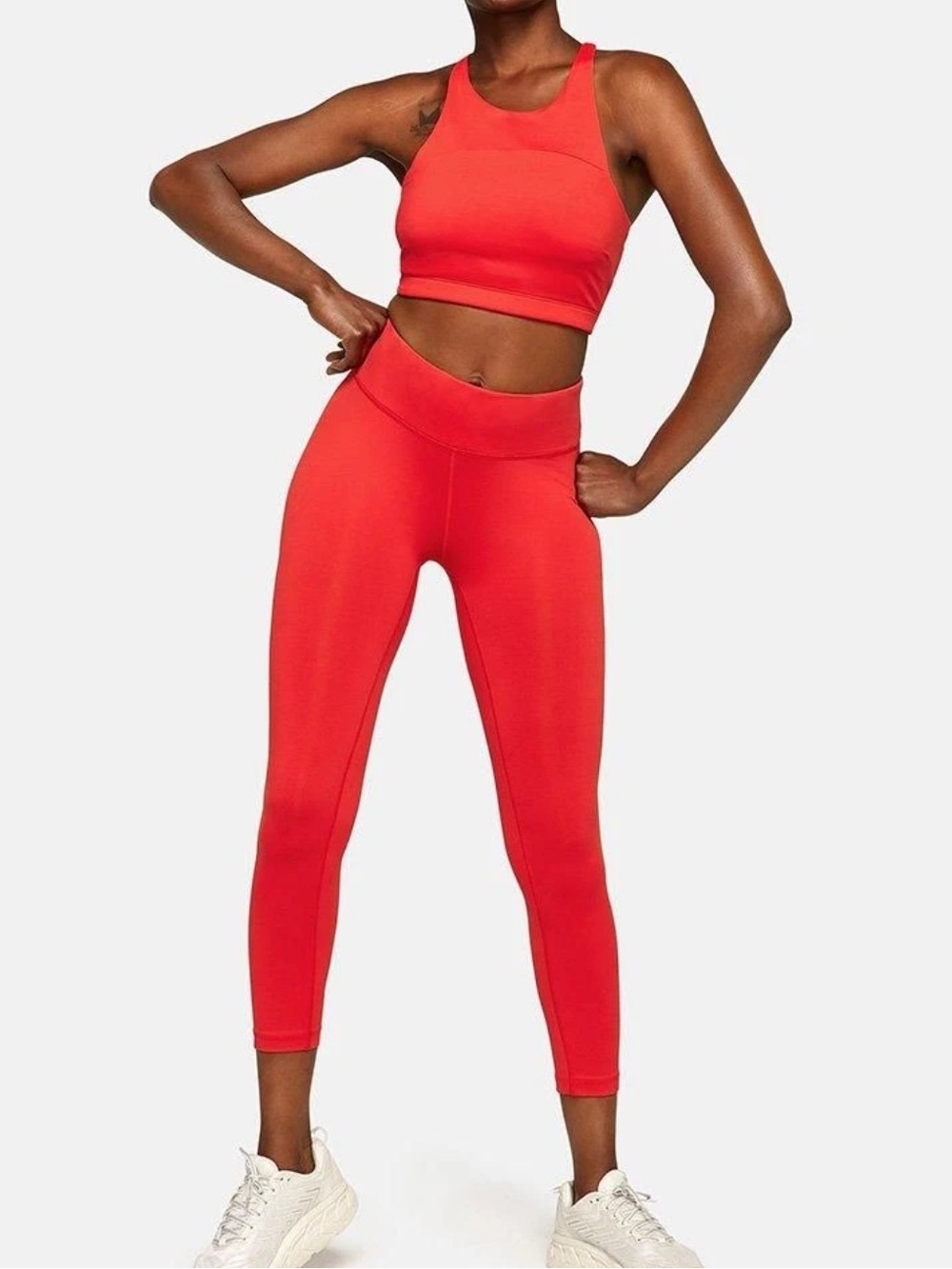 Outdoor Voices Red TechSweat Workout Set Size Medium Bra/Leggings 2 Piece Yoga